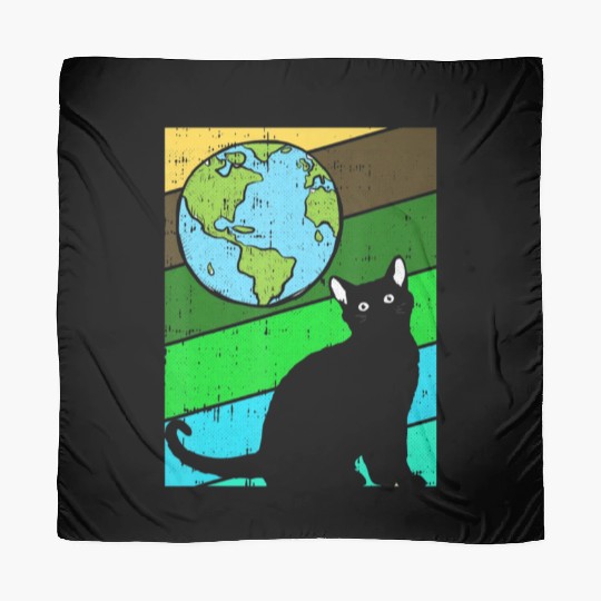 Black Cat Earth Day Retro Kitten Lover Environment Scarves