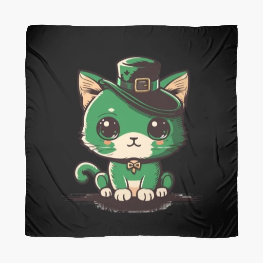 st patricks day - cut cat wearing a hat Scarves