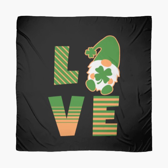 Gnome St Patricks Day Woman Love, Lucky Clover Scarves