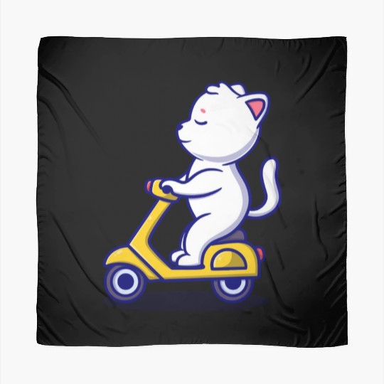 cute cat rid scooter cartoon icon illustration Scarves