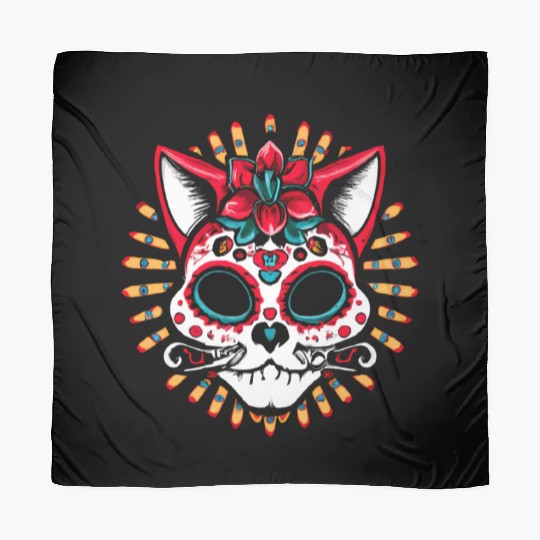 Day of the dead Cat Scarves