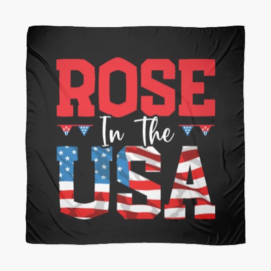 America Rose In The USA Flag 4th Of July American Scarves