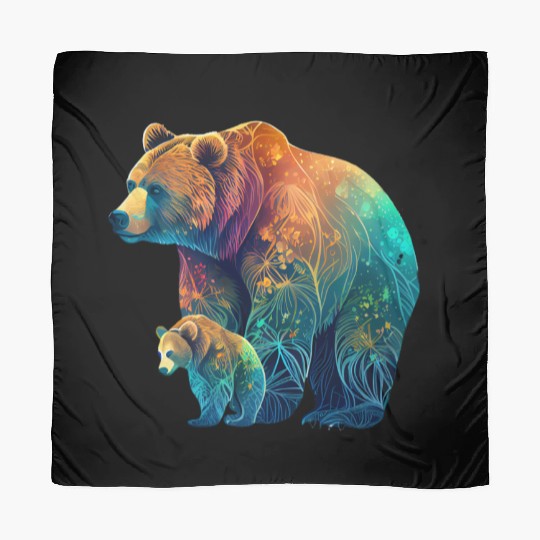 Mother Bear and Cub Sublimation Graphic Wild 1 Scarves