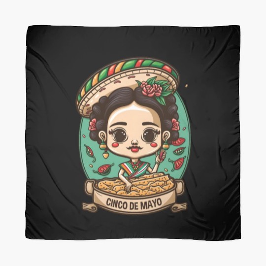 Frida Kahlo & Tacos Funny Cinco De Mayo Mexican Scarves