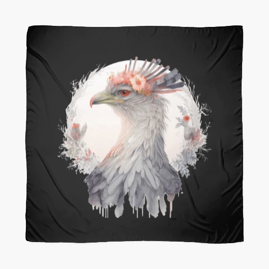 Cute Secretary Bird Flower Crown Floral Exotic Bir Scarves