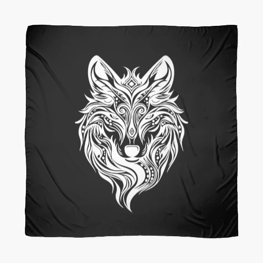Vintage Angry Wolf Portrait T Tattoo Style Scarves