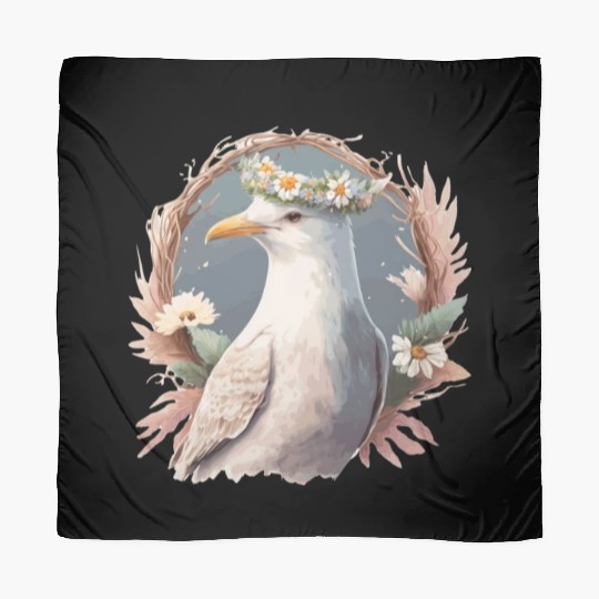 Seagull Bird Flower Crown Floral Seabirds Scarves