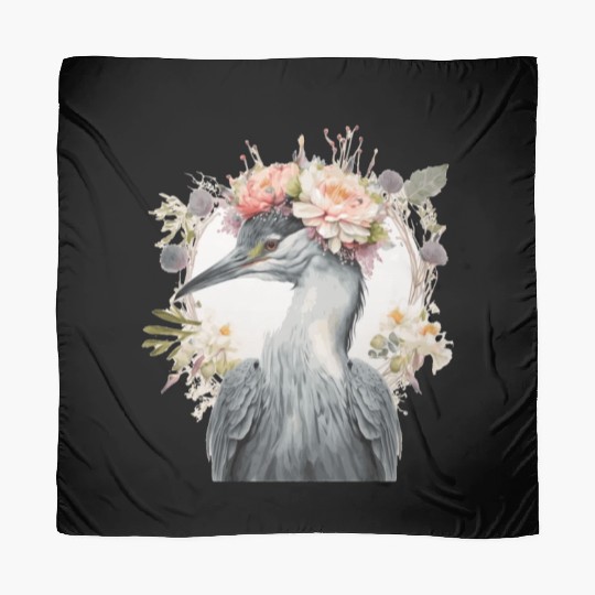 Watercolor Heron Freshwater Bird Flower Crown Flor Scarves