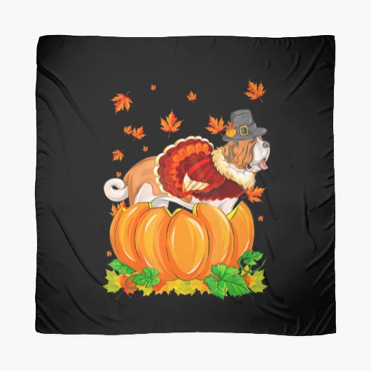 Saint Bernard Dog Thanksgiving Turkey Pumpkin Scarves