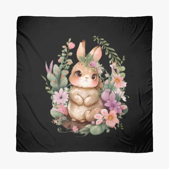 Happy Bunny Flower Easter Bunny Rabbit Scarves
