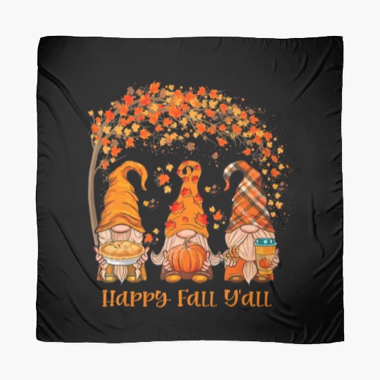 Happy Fall Y'all Gnome Pumpkin Autumn Leaves Scarves