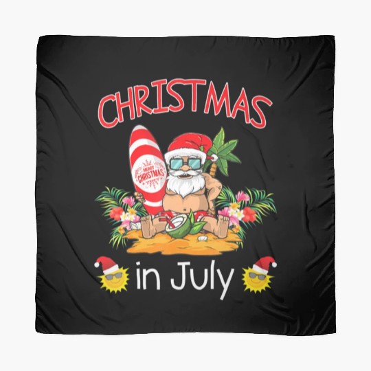 Christmas In July Funny Santa Surfing Summer Scarves