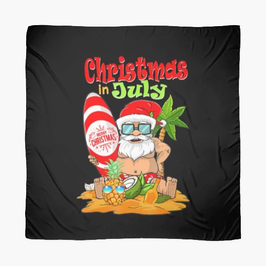 Christmas In July Funny Santa Summer Beach Scarves