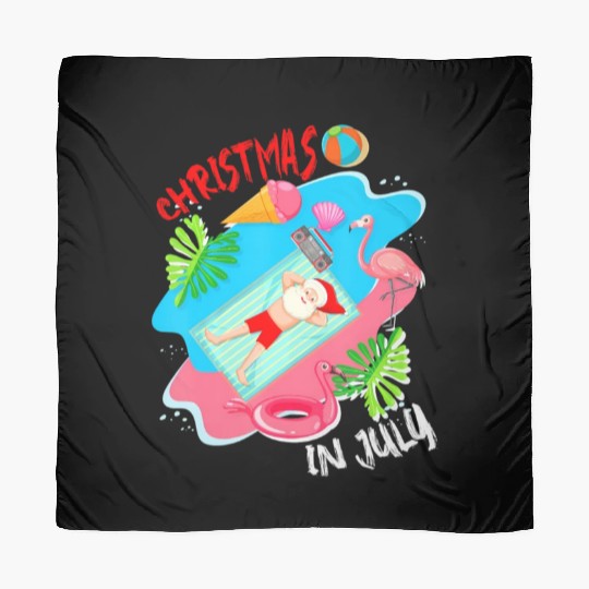 Christmas In July Santa Relaxing On Beach Cute Scarves