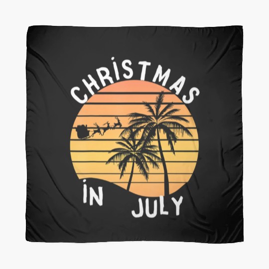 Christmas In July Santa Sledge Sunset Palm Summer Scarves