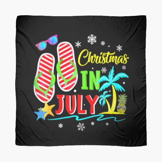 Christmas In July Flip Flops Funny Beach Summer Scarves