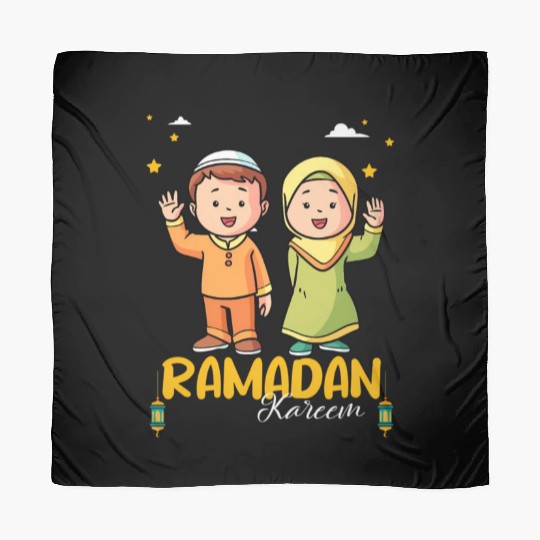 Happy Ramadan Mubarak Holy Month With Hijab Muslim Scarves