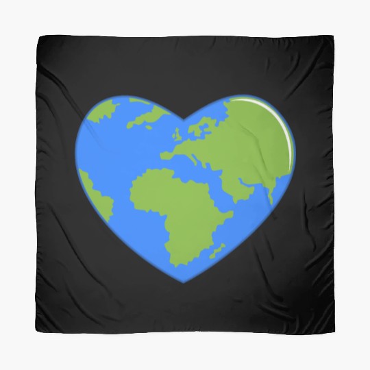 Earth Day World Map as Love Heart Scarves