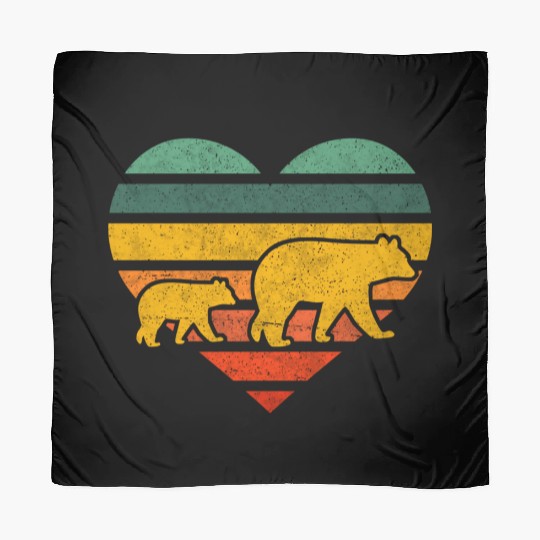 Mama Bear One Cub Heart Mothers Day Scarves