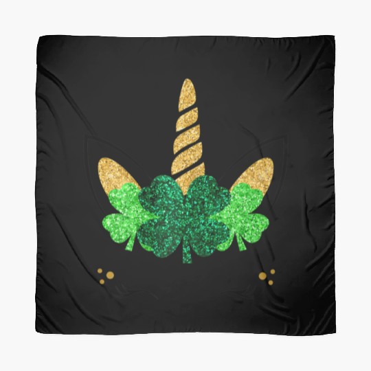 Unicorn Face St Patrick'S Day Unicorn Shamrock Scarves