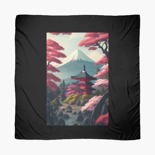 Asia Landscape Serene Mount Fuji Scarves