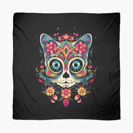 Dia De Los Muertos Sugar Skull Mexican Holiday Scarves