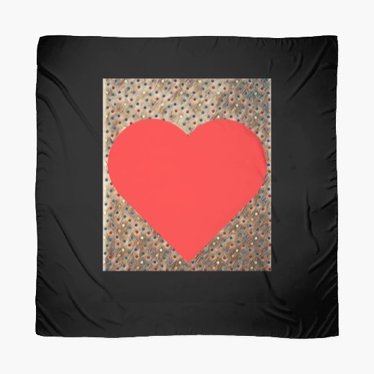 Romantic Red Love Heart on Brown Dotted Background Scarves