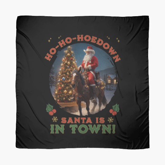 Retro Western Christmas Tree Cowboy Santa Claus Scarves