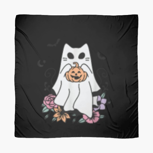 Stay Spooky Halloween Ghost Cat Scarves