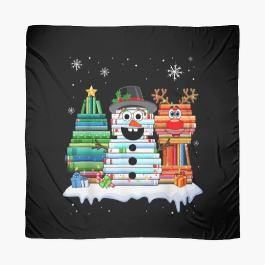 Christmas Tree Snowman Reindeer Book Stack Scarves