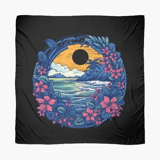 Flower Blossoms By Ocean Surfing Scarves