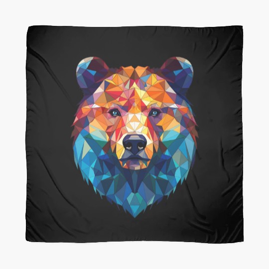 Wild Psychedelic Bear Geometric Vibrant Scarves