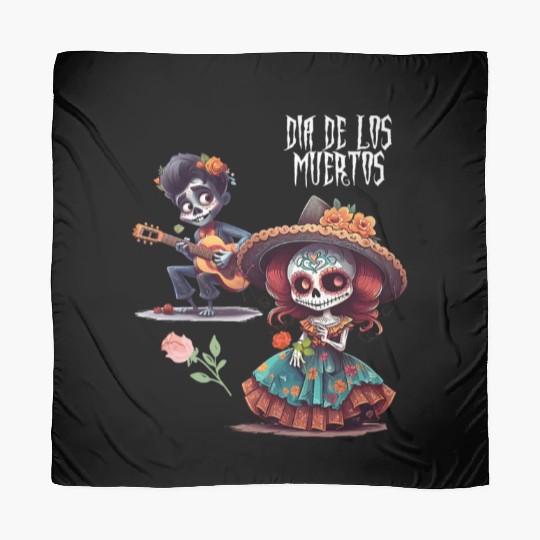 Vintage Mexican Day of the Dead skeleton Art Scarves