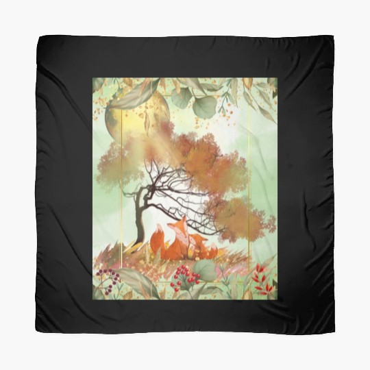 "Autumn Foxes - Tranquil Seasonal Scene" Scarves
