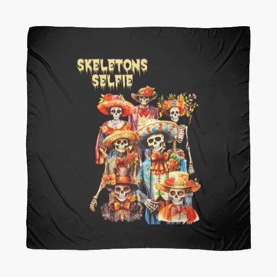 Mexican Holiday Day of the Dead Skeletons Selfie Scarves