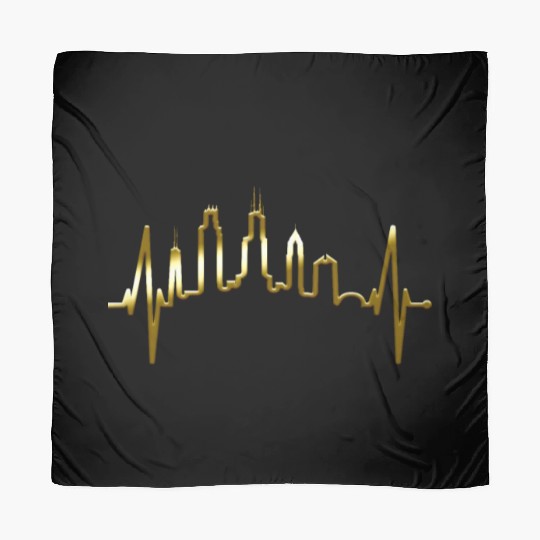 Chicago Skyline Heartbeat USA Heart I Love Chicago Scarves