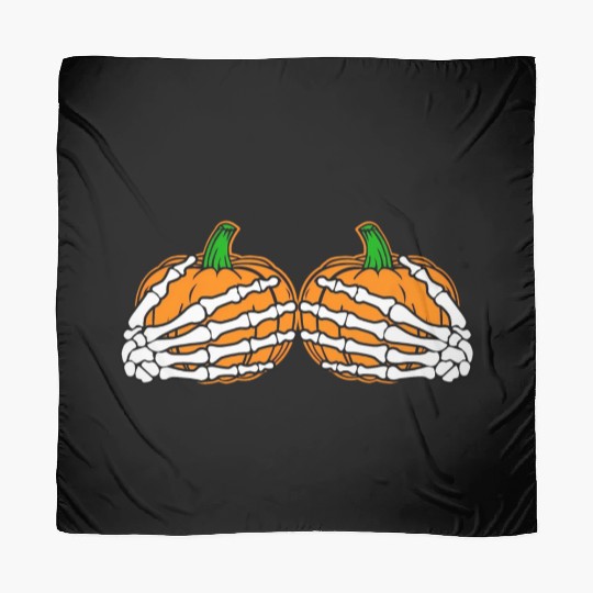 Halloween Skeleton Hands On Chest Pumpkin Boobs Scarves