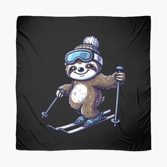 Relaxed Sloth Skier – Winter Fun on the Slopes Scarves
