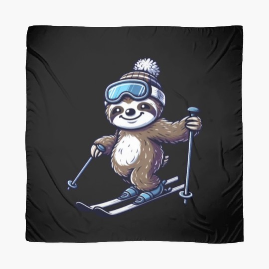 Relaxed Sloth Skier – Winter Fun on the Slopes Scarves