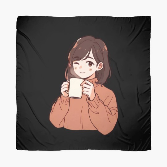 Girl Drinks Cute Scarves