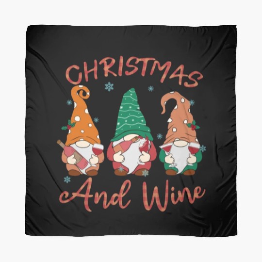 Christmas Gnomes & Wine Delight - Festive Holiday Scarves