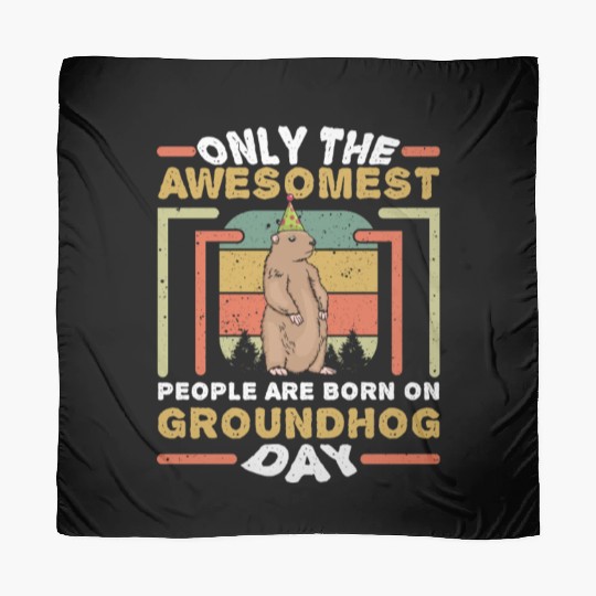 Awesomest People Born Groundhog Day Retro Vintage Scarves