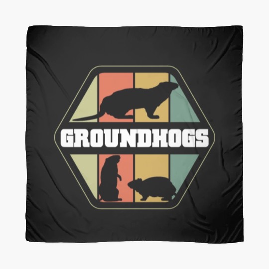 Groundhogs Silhouette Retro Vintage Groundhog Day Scarves