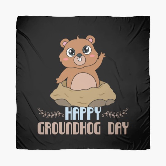 Cute Kawaii Groundhog Happy Groundhog Day Scarves