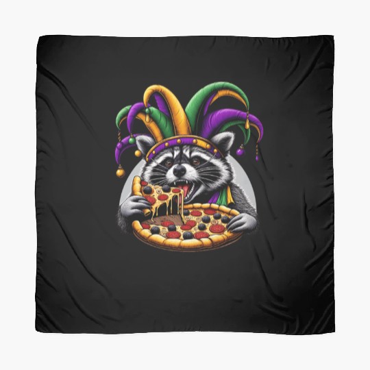 Mardi Gras raccoon with fool's hat Scarves