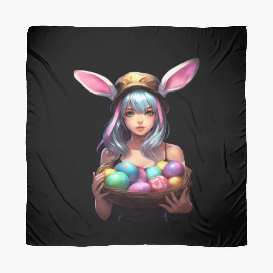Easter Day Anime Girl Bunny Ear Easter Egg Hunt Scarves
