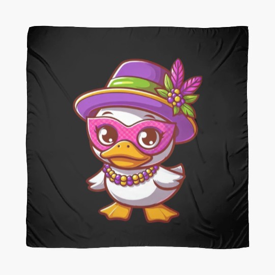 White Mardi Gras Duck with Ornaments Scarves