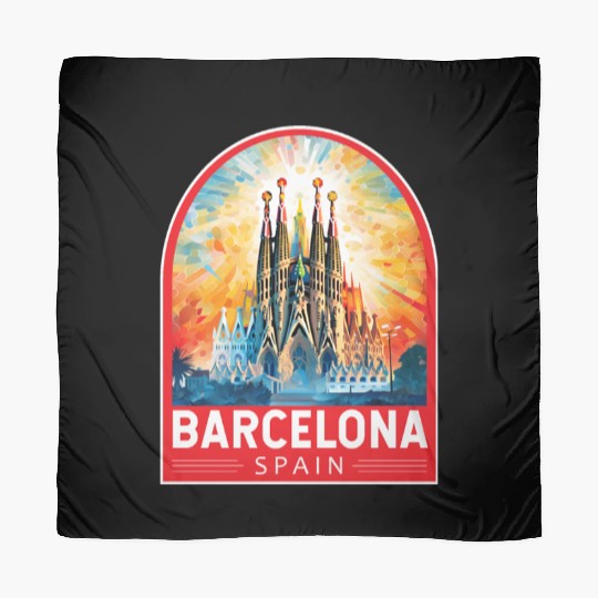 Barcelona Spain Travel Art Emblem Scarves