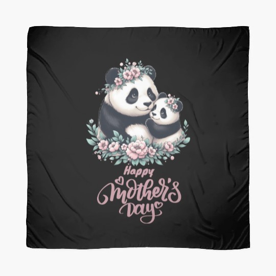 Happy Mother's Day Floral Wreath Mum Panda Scarves