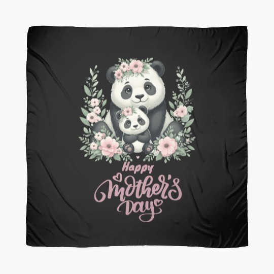 Happy Mother's Day Floral Wreath Mum Panda Scarves